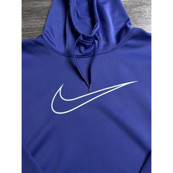 Nike Sweatshirt Hoodie Womens Large Blue Big Logo Sports Outdoor Dri Fit Casual - Picture 2 of 12